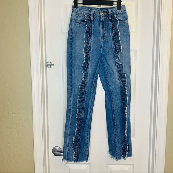 CARMAR straight high rise jeans ruffle detailed ursula size 25 - Picture 1 of 10